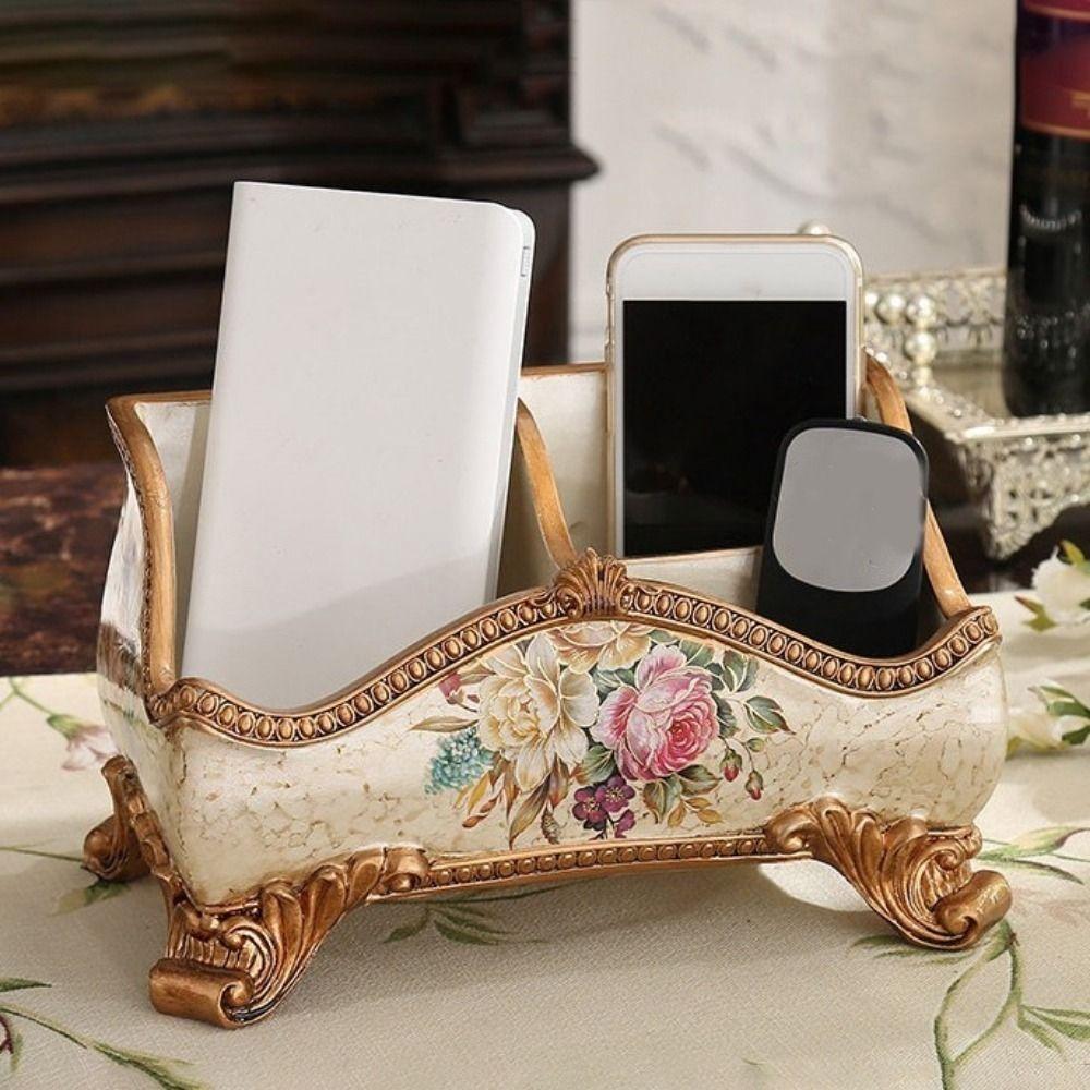 3 Compartment Remote Control Box Resin Desktop Storage Box Home Decoration