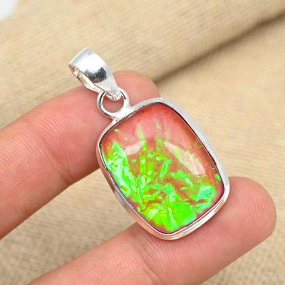 Rosa australischer Triplet-Opal-Edelstein, massiver 925er-Sterlingsilber-handgefertigter Anhänger