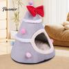Washable Cat Bed for Small Pets Christmas Tree Bed, Plush Cave with Removable Cushion, Non-slip Cozy Winter Pet Bottom, House Indoor Cats Kittens