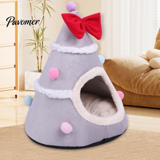 Washable Cat Bed for Small Pets Christmas Tree Bed, Plush Cave with Removable Cushion, Non-slip Cozy Winter Pet Bottom, House Indoor Cats Kittens