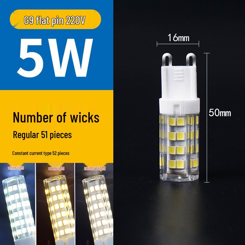 High Brightness G9 LED Pin Bulb, Flicker-Free, Energy-Saving, 220V Ceramic Corn Design.