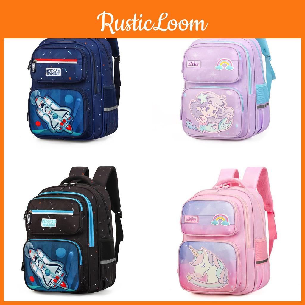 Spacious Cartoon Schoolbag For Children In Grades 1 To 6 With Breathable Fabric And Fit Comfortable