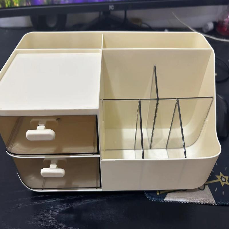 Large Capacity Multifunctional Desk Organizer With 2 Transparent Drawers, Desktop Office Supplies Storage Pen Holder For School