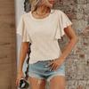 Women's Casual Fashion Round Neck Color Hollow Short Sleeve T,shirt Top
