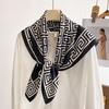 French Plaid Scarf Women's Spring New Fashion Decorative Silk Scarf Versatile 91 Large Square Scarf Neck Protection Scarf Travel Shawl