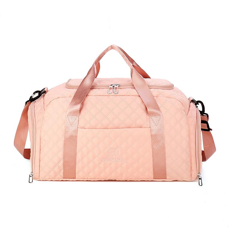 Short-distance Large Capacity Pure Color Belt Shoe Storage Portable Travel Bag Dry Wet Separation Sports Gym Bag Can Be Used for Pulling Rod