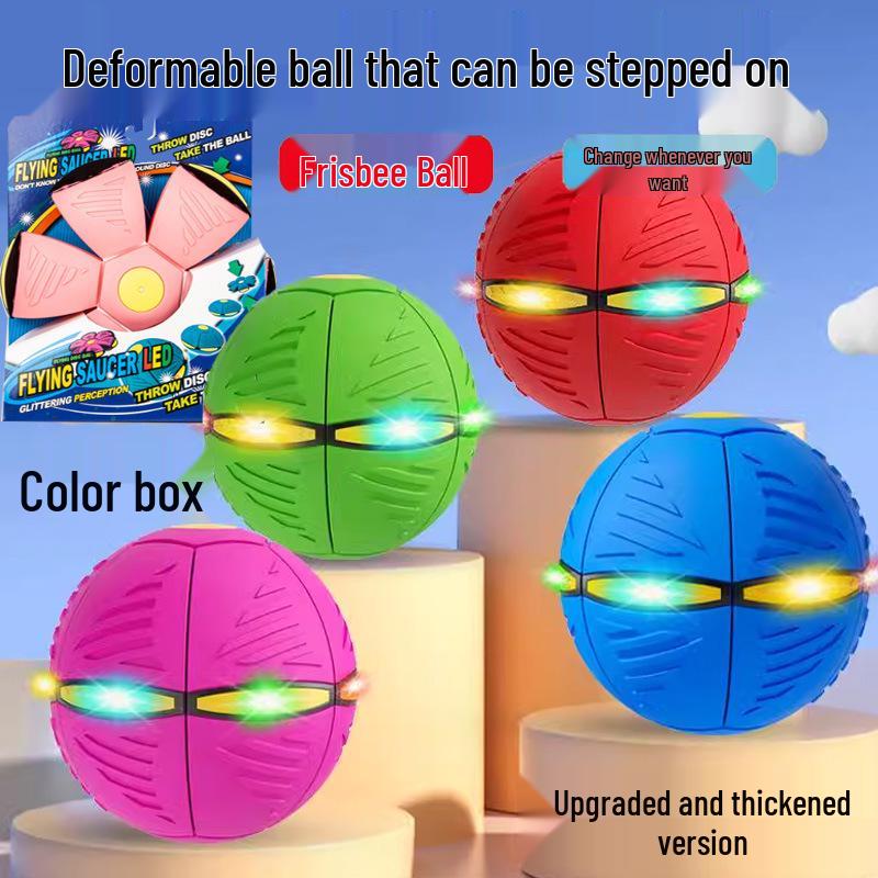 Magic Flying Saucer Ball: Deformable Outdoor Stomp Toy with Lights for Kids