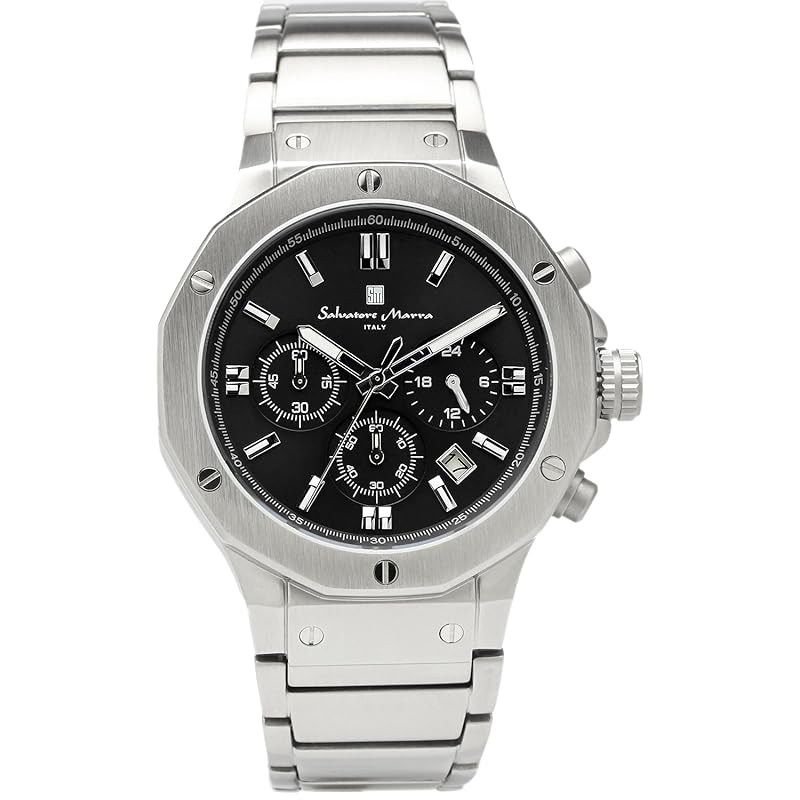 

[Salvatore Mara] watch men s chronograph 10 ATM water resistant business 20th anniversary Limited model SM18117SS (black)