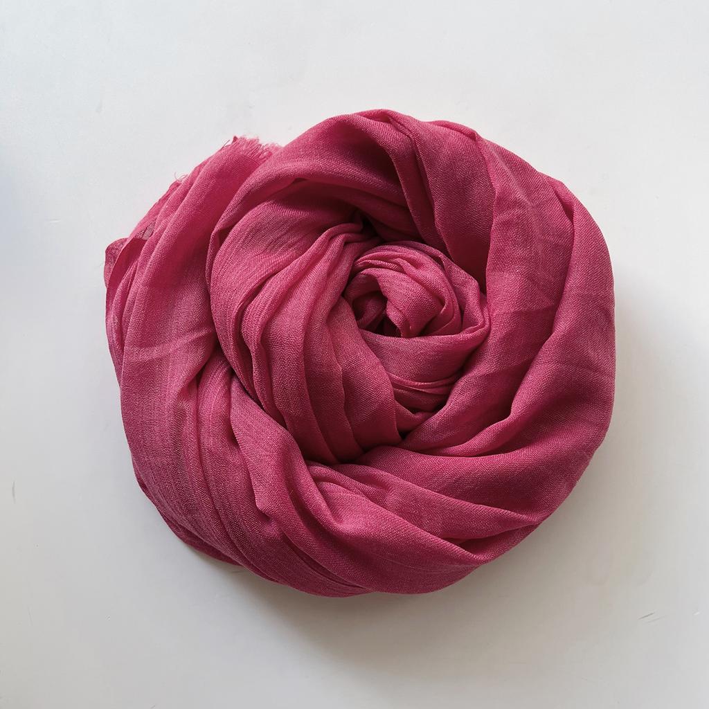 Herbst und Winter vielseitiger langer einfarbiger Baumwoll- und Leinen-Schal Damen Japanischer Retro Kälteschutz warmer Strickschal