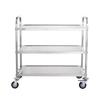 Kitchen Utility Cart, 3 Tiers, Wire Rolling Cart with 450LBS Capacity, Steel Service Cart on Wheels, Metal Storage Trolley with 80mm Basket Curved