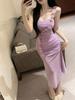 Floral Patchwork Mesh Sling Maxi Dress - Sexy Slimming Bodycon Skirt for Women