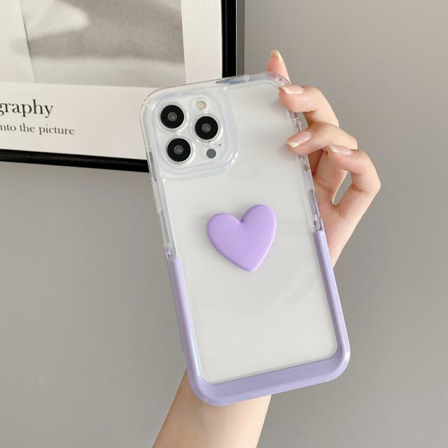 6 Farben Ins Love 3D Herz Niedlicher Ständer Halter Cartoon Paar Handyhülle für iPhone 13 Pro Max 11 12 Promax Stoßfeste Rückseite