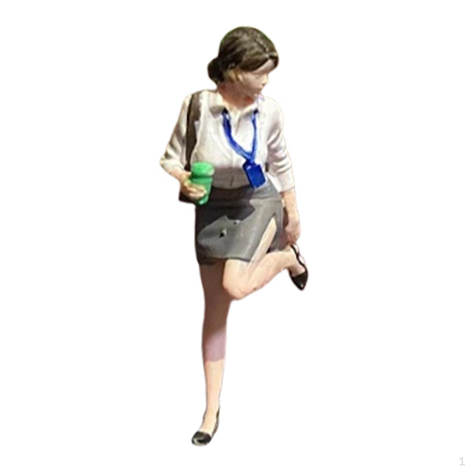 

1/64 Female Figure Model Miniature Architectural Piece for Scene Creation white collar