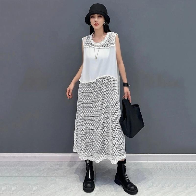 XITAO Hollow Out Patchwork Sleeveless Dress ZMY1244