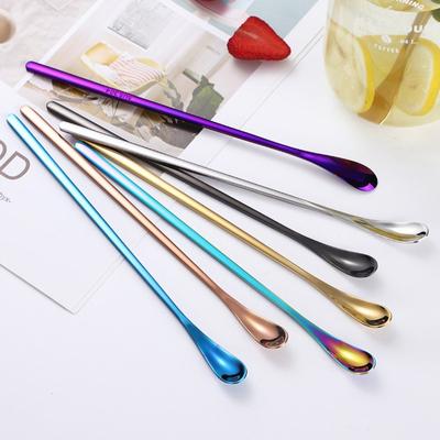 304 Stainless Steel Long Handle Stirring Spoon Coffee Tea Ice Spoon Bar Tableware Fashion Kitchen Tool Seasoning Mixing Dessert