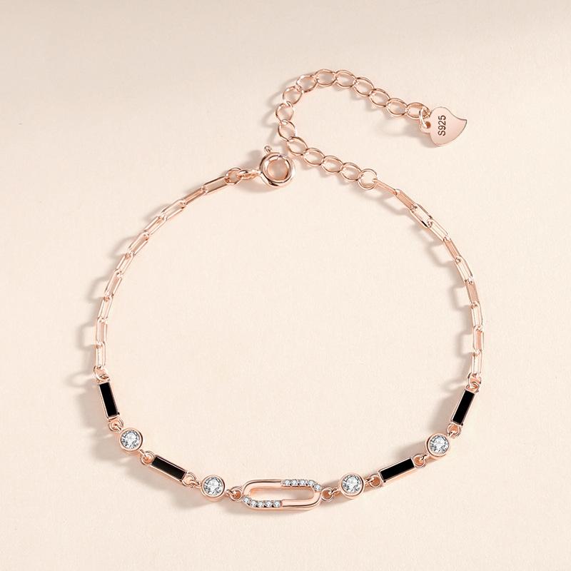 

Танциз Стерлингового Серебра 925 пробы с Цирконом Браслет Ювелирные Изделия Геометрический Бисер Цепи Браслеты Мода Изящный Свадебный Подарок для Подруги Женщины розового золота