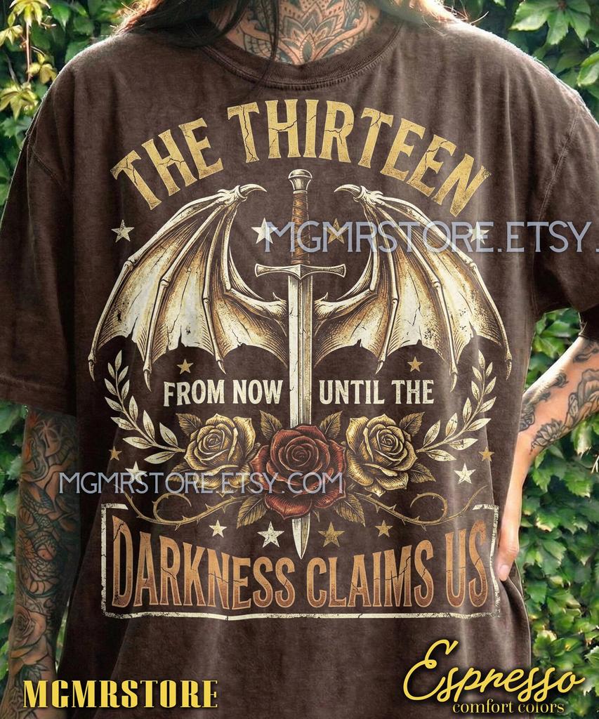 The Thirteen Comfort Colors® Tshirt, Darkness Claims Us Tees, Fantasy Bookish Sweater, Sword Wings Tanktop, Retro Dark Academia Art