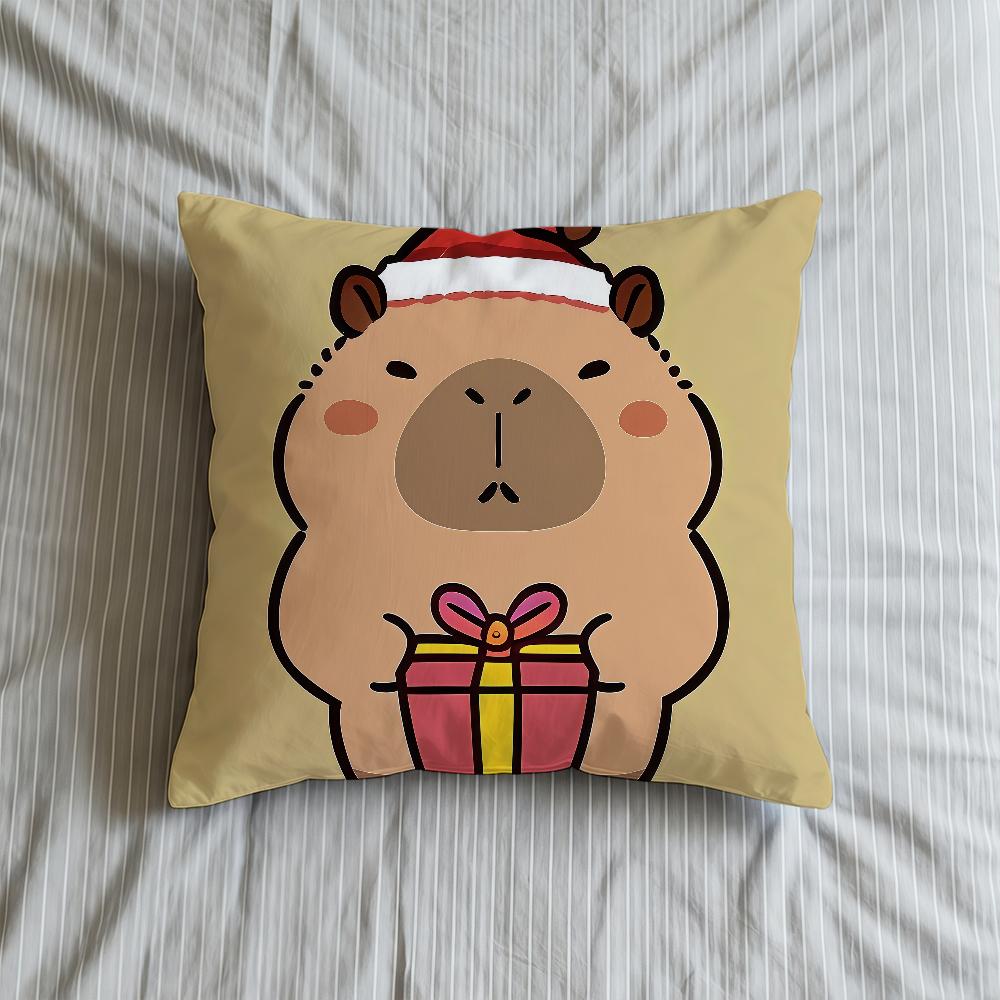 Cushion Cover Soft Case For Sofa Living Room Home Cute Capybara Comfortable Office Decor Christmas Protective Pillow Covers
