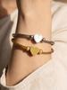 Geometric Heart Bendable Open Cuff Bracelet, 18k Gold-Plated Stainless Steel
