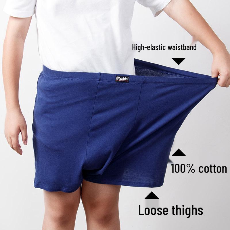 Pure Cotton Plus Size Men's Boxer Briefs - Loose Fit High Waist Underpants for Middle-Aged & Elderly Men