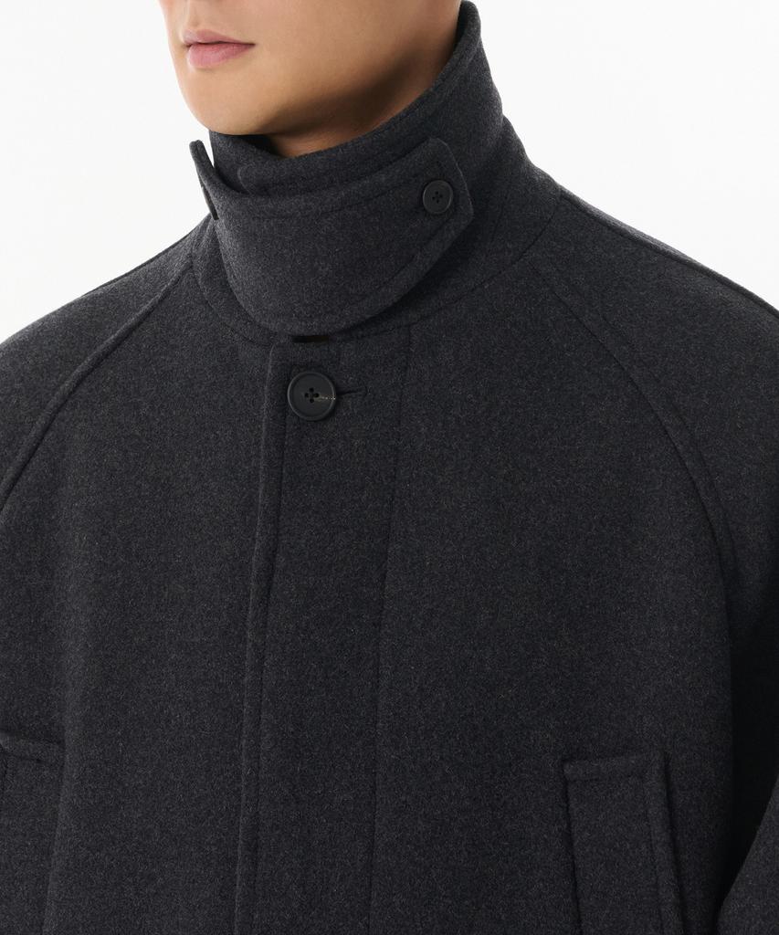 Musinsa Standard Wool Blend Oversized Muff Balmacaan Coat [Charcoal Grey]