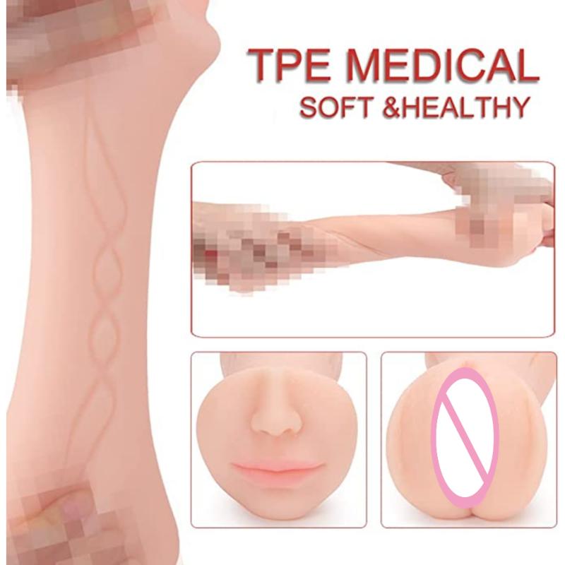 3v1 vaginální řitní masturbační pohárek s dvojitou hlavou, skutečný hluboký hrdlo, muž, masturbátor, kouření, sexy hračky pro muže, dospělé produkty