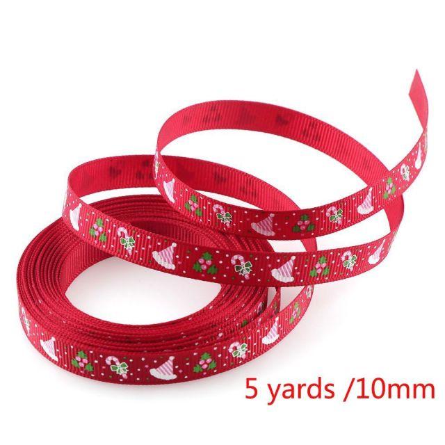 

5 Yards Christmas Tree Ribbon Green and Red Gift Wrapping Ribbon Strip Gifts for Stocking DIY Ribbons Twine Bows Christmas Decor