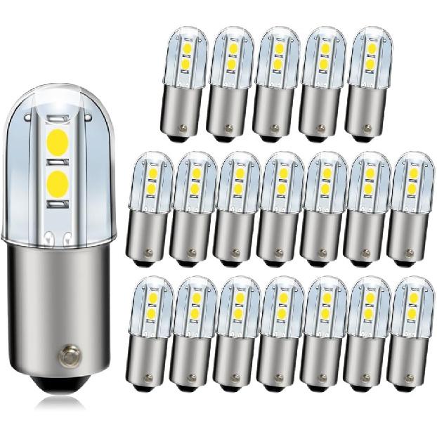 BA9S LED Bulb 120V AC/DC, Industrial Indicator Light for Control Panel, Switchgear Status, Machine Tool Signal, Pack of 20 Cool White