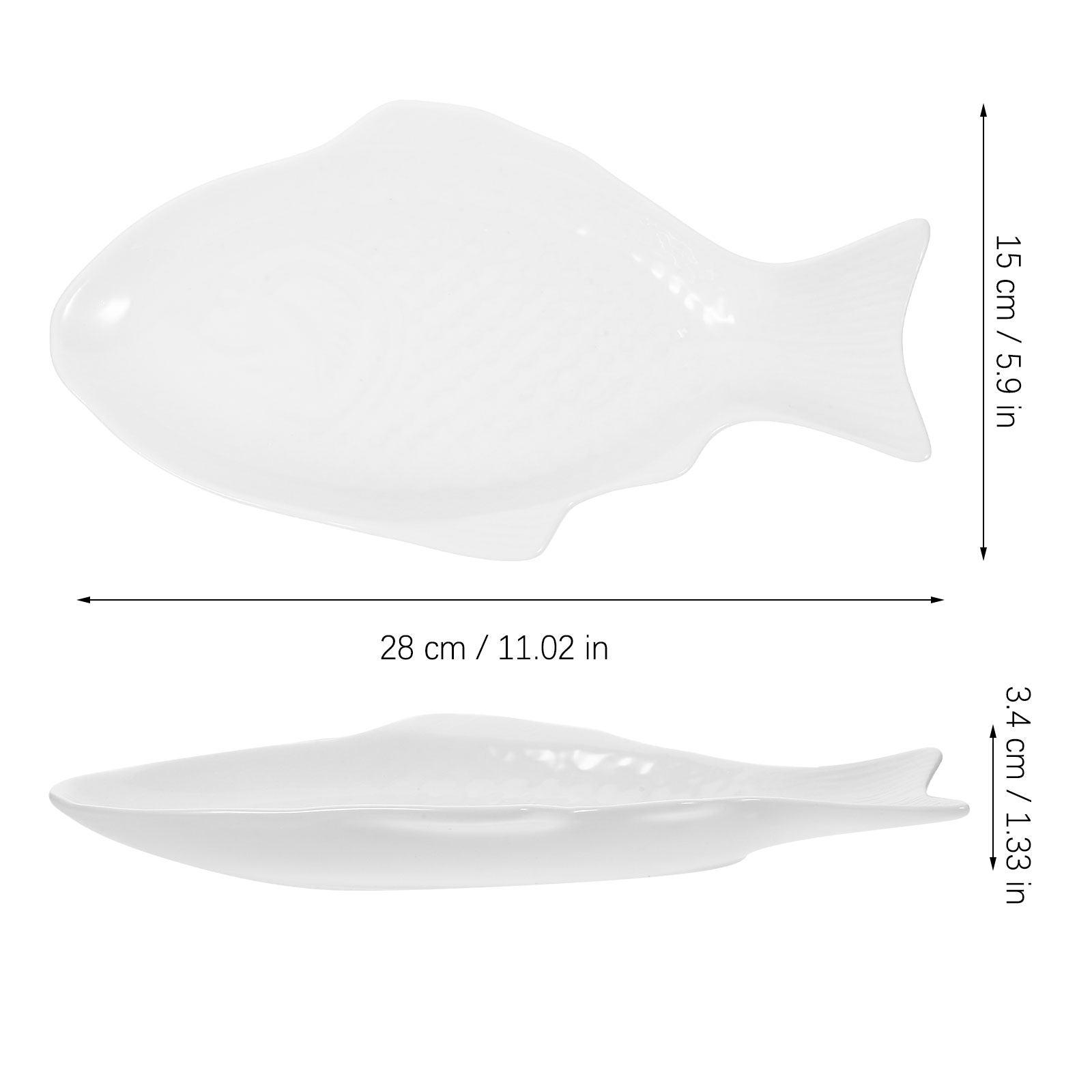 

1Pcs Fish Shaped Dish Premium Ceramic Plate 11Inch Red Multi-Function Serving Tray for Family Gathering Dining Decoration белый
