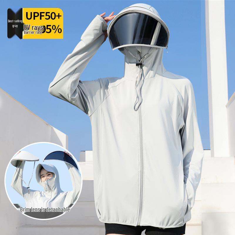 Women's UV Protection Ice Silk Sun Hoodie with Full Face and Neck Coverage