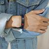 Bracelet d'identification médicale d'alerte gravé personnalisé, Bracelet jonc en cuir tressé à boucle magnétique en acier inoxydable pour hommes