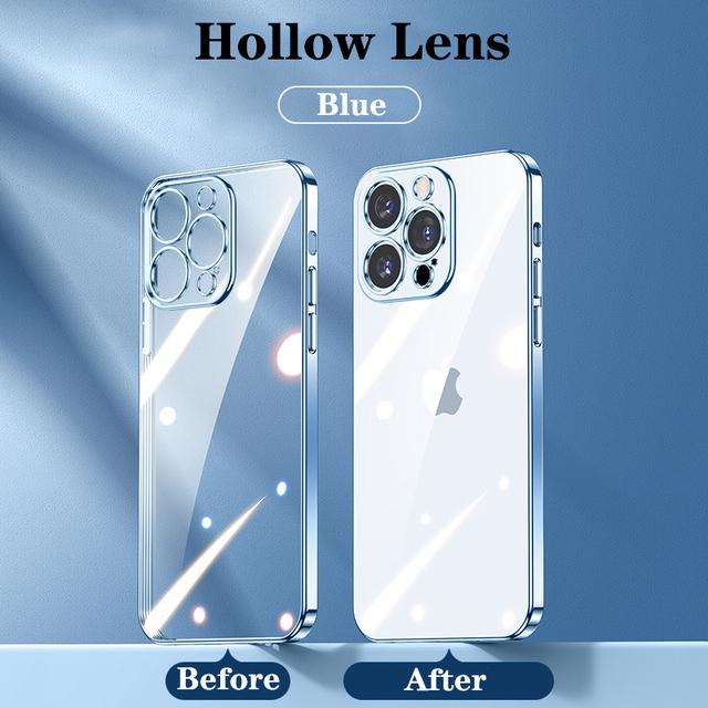 Official Plating Ultra Thin Clear Case For Iphone 14 13 12 11 Pro Max Mini Xs X Xr 7 8 Plus Camera Protector Hd Glass Flim Cover
