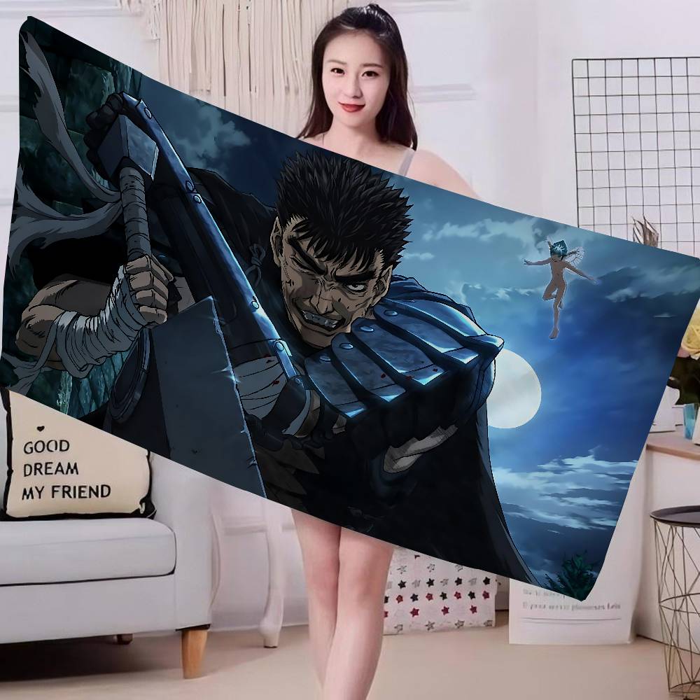 Berserk Guts Heißes Anime-Mikrofaser-Decke Schnelltrocknend Strandtücher Übergröße Druck Super Saugfähig Pooltuch Decke