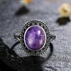 Natural CopperRings Charoite Bead Gemstone Rings for Women Wedding Bands Anniversary Party Gifts Fine Jewelry