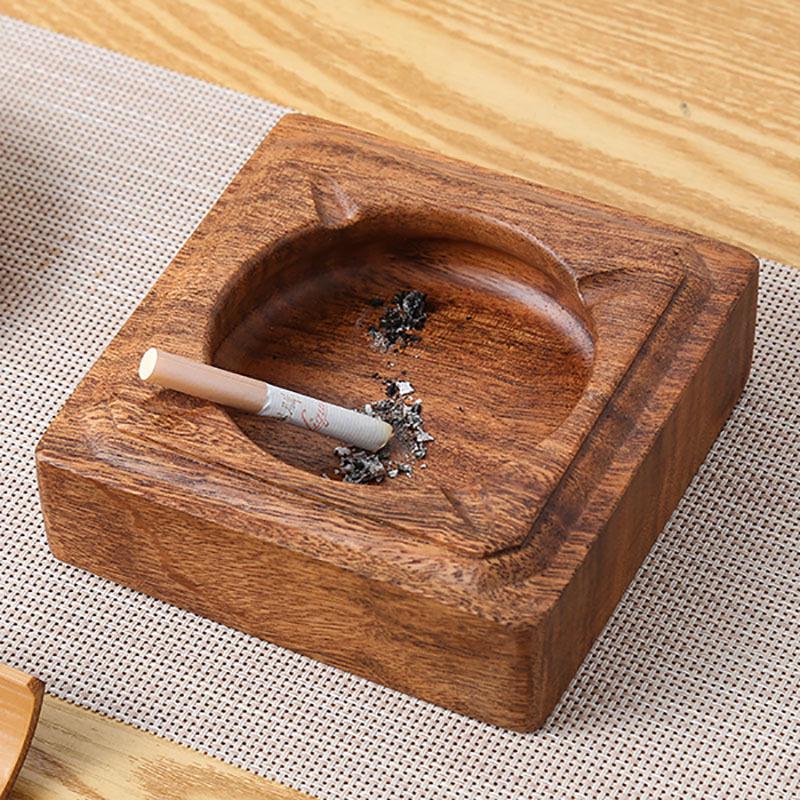 Luxury Wooden Walnut Ashtray with Storage - Ideal for Living Room & Hotel