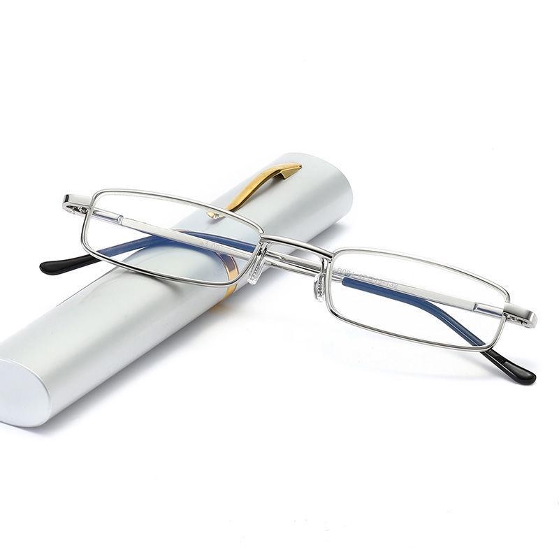 Compact Aluminum Alloy Reading Glasses with Resin Lenses - Pen Holder Style