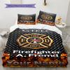 Name Individuell Feuerwehrmann Feuerwehrrettung Muster Bettwäscheset Bettbezug Kissenbezug Heimdekoration Geschenk (1 Bettbezug + 2 Kissenbezüge, ohne Füllung)