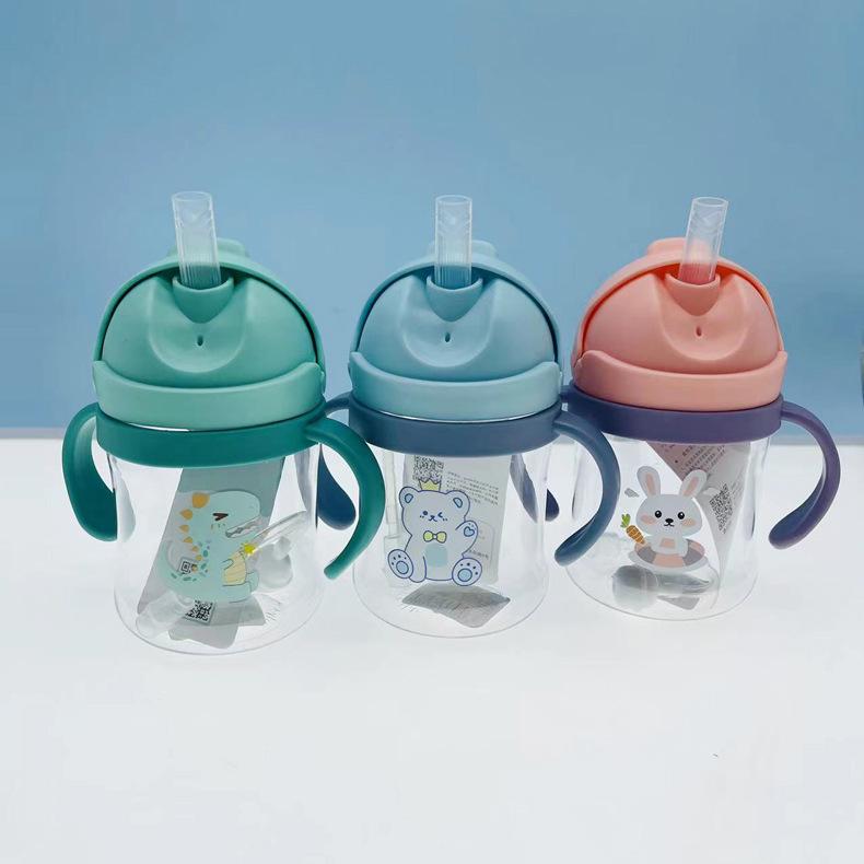 

Children s 250ml Straw Sippy Cup with Handle - PC Plastic Children s Straw Plastic Cup (Specify Color)
