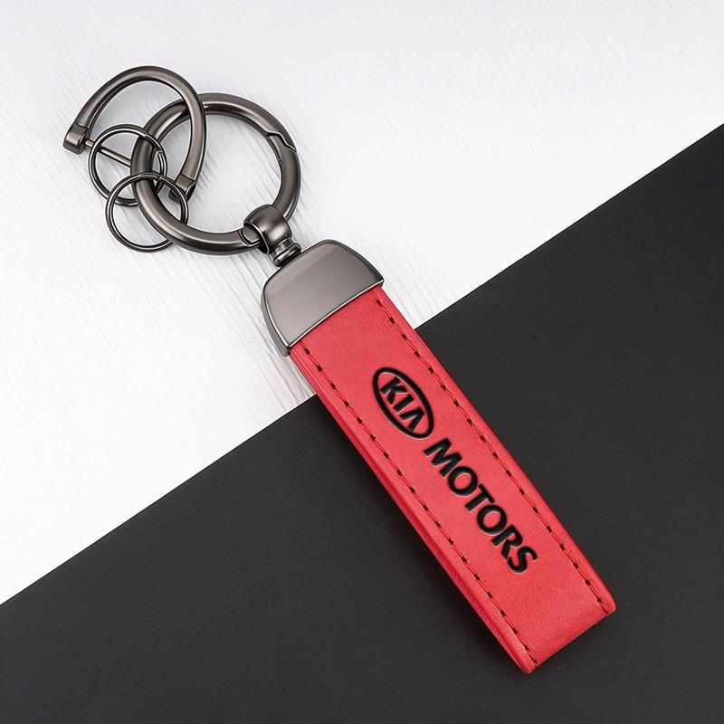 JCRZ5 Leather Car Styling Keychain Pendant Keyring Accessory For KIA KN Forte Sportage EV9 Stonic K2 K5 Ceed Proceed GT Line Soul Flip