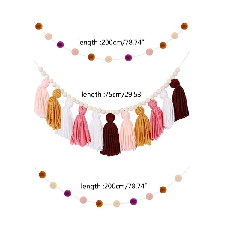 Nordic Hanging Tassel for Nursery Decor Bunting Birthday Party Decorations Carni