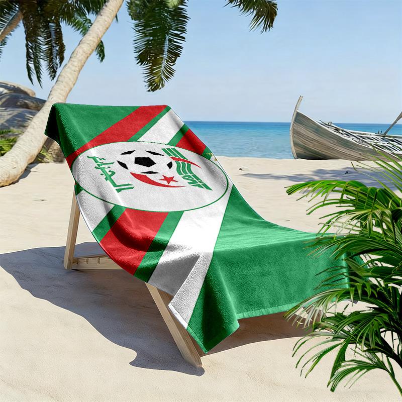 Algeria National Football Team Print Beach Towel, Large Soft Quick Dry Towel for Beach Camping Swimming