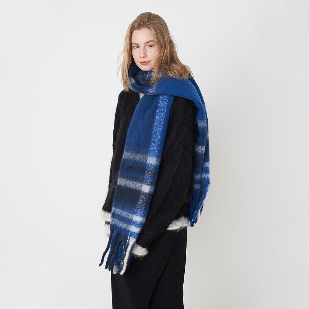 Autumn And Winter Soft And Warm Imitation Cashmere Plaid Tassel Women Mohair Scarf Scarf Shawl