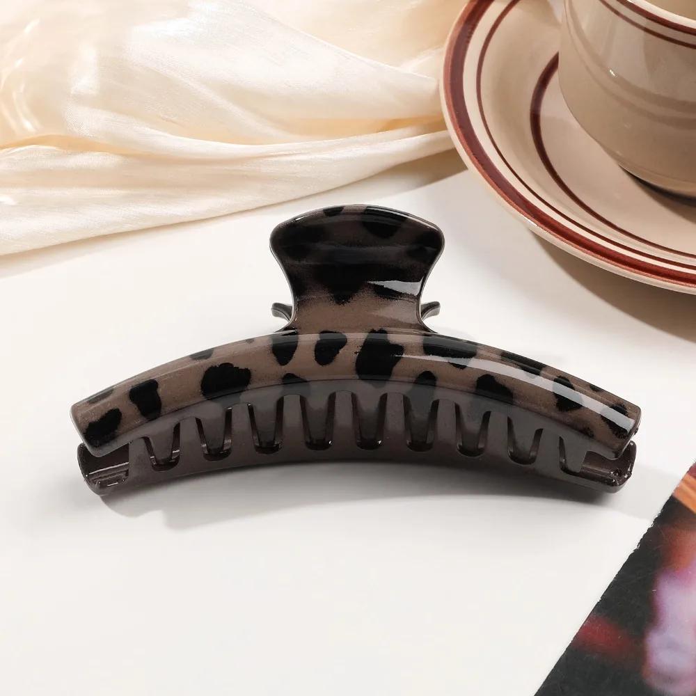 Large Small Leopard Print Hair Claw Clip for Women Thick Hair Elegant Bowknot Cross Geometric Catch Clamp Hairgrip Accessories