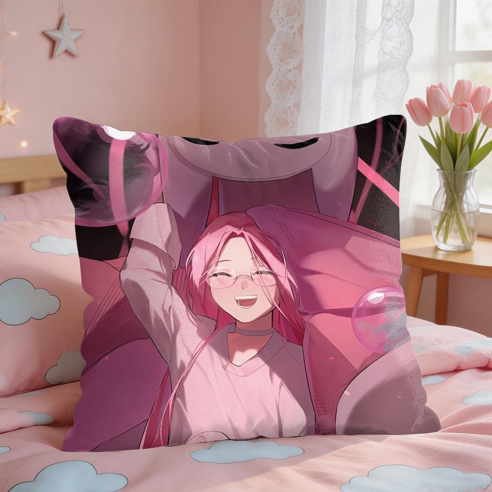 Alien Stage Mizi Anime Girl Pink Cushion Cover Square Short Plush Pillow Case Living Room Sofa Home Decor Funda X