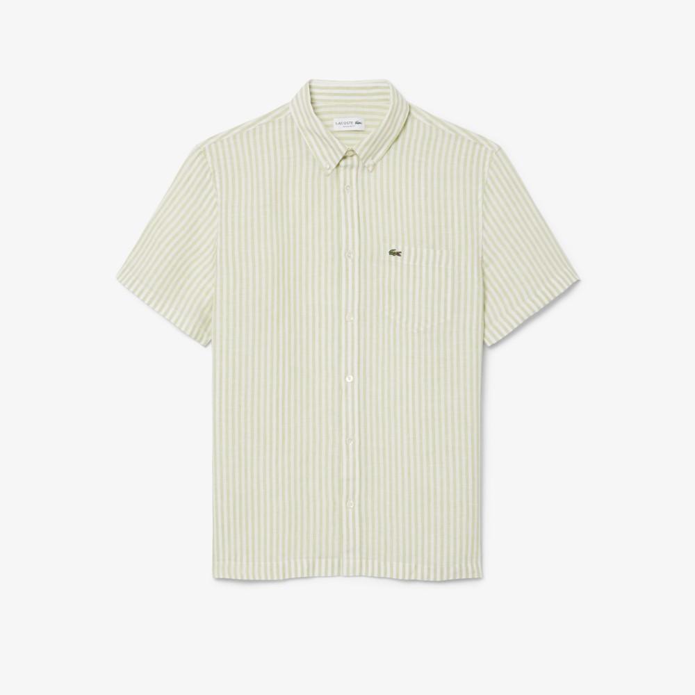 Lacoste Men's Linen Stripe Short-Sleeve Shirt CH8061-56G374