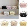 French Solid Color Pu Small Square Shoulder Bag With Lock Closure For Casual Outings