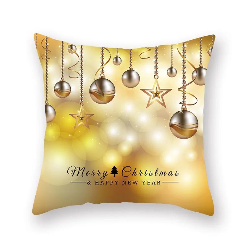 Cushion Golden Christmas Pillowcase Car Sofa Bed  Decorative Sofa Cushion Covers Navidad  Cover