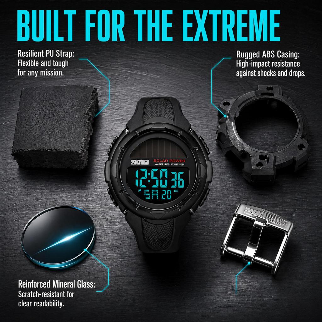 Herren Digitaluhr SKMEI Solar Dual Display Sport 1405