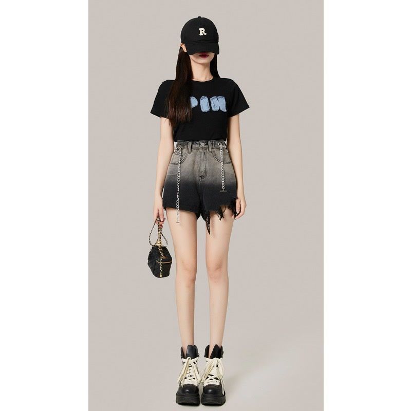 

Черные джинсовые шорты женские летние дизайнерские ниши с высокой талией А-силуэт тонкие горячие брюки для горячих девушек тренд