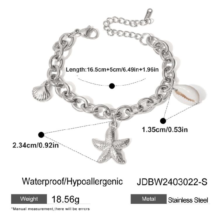 Handmade Ocean Bead Bracelet Fashionable Party Jewelry Chain Wristband Stainless Steel Texture for Party and Celebration